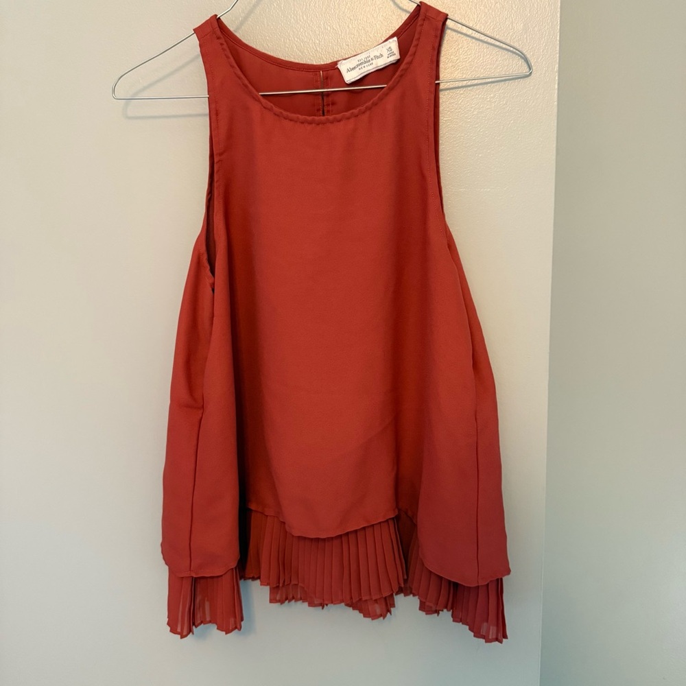 Abercrombie & Fitch Orange Asymmetrical Pleated Tank Top XS